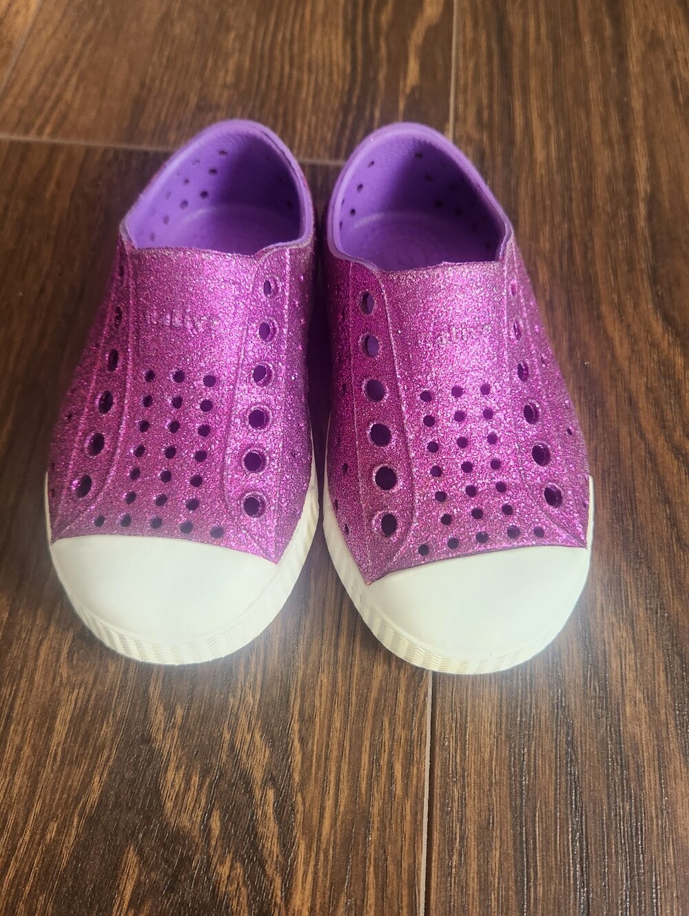 Kids Purple Glitter Slip-On Native Shoes